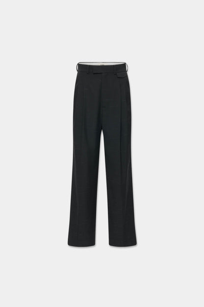 DOUBLE PLEATED TROUSERS in black mélange