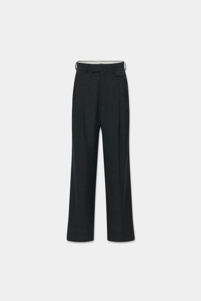DOUBLE PLEATED TROUSERS in black mélange – O. FILES