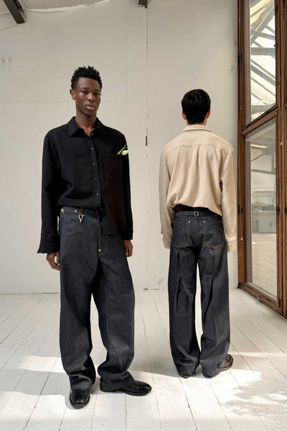 MONO ORIGAMI LINEN SHIRT in black