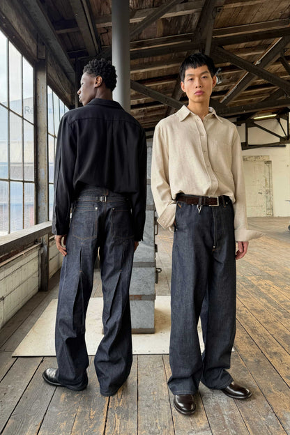 MONO ORIGAMI LINEN SHIRT in black